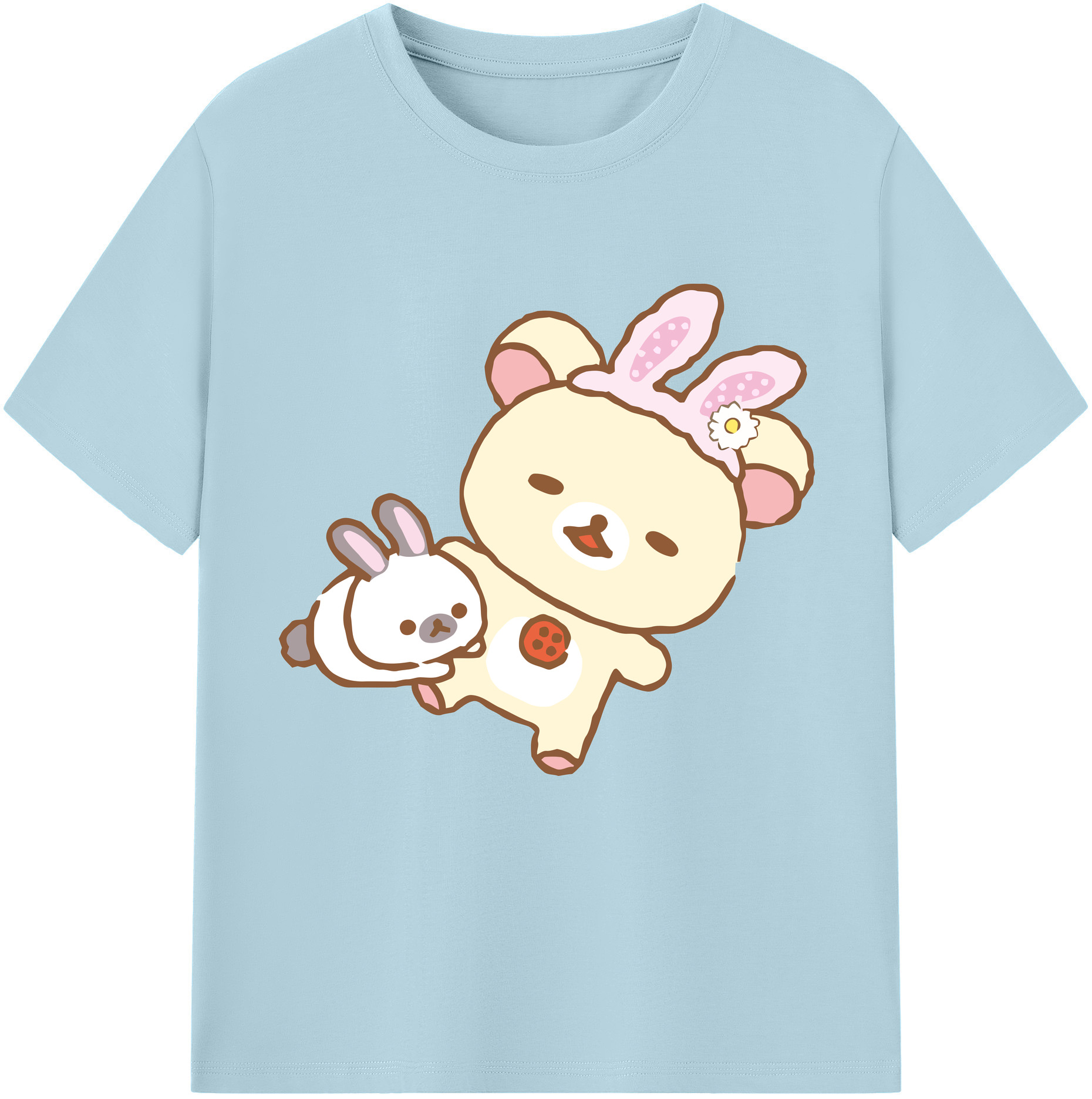 （画像用） リラックマ リラックマ キイロイトリ Rilakkuma Korilakkuma Kiiroitori 綿100％半袖Tシャツ（フロントプリント）